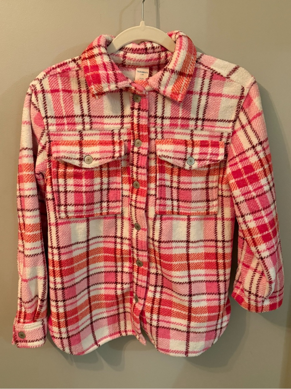 Girls Cozy Pink Plaid Button Down Shirt